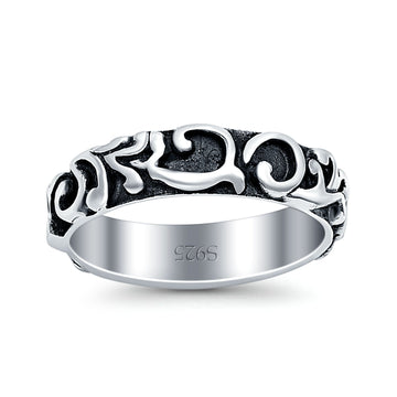 Silver Oxidized Band Solid 925 Sterling Silver Thumb Ring (5.5mm)